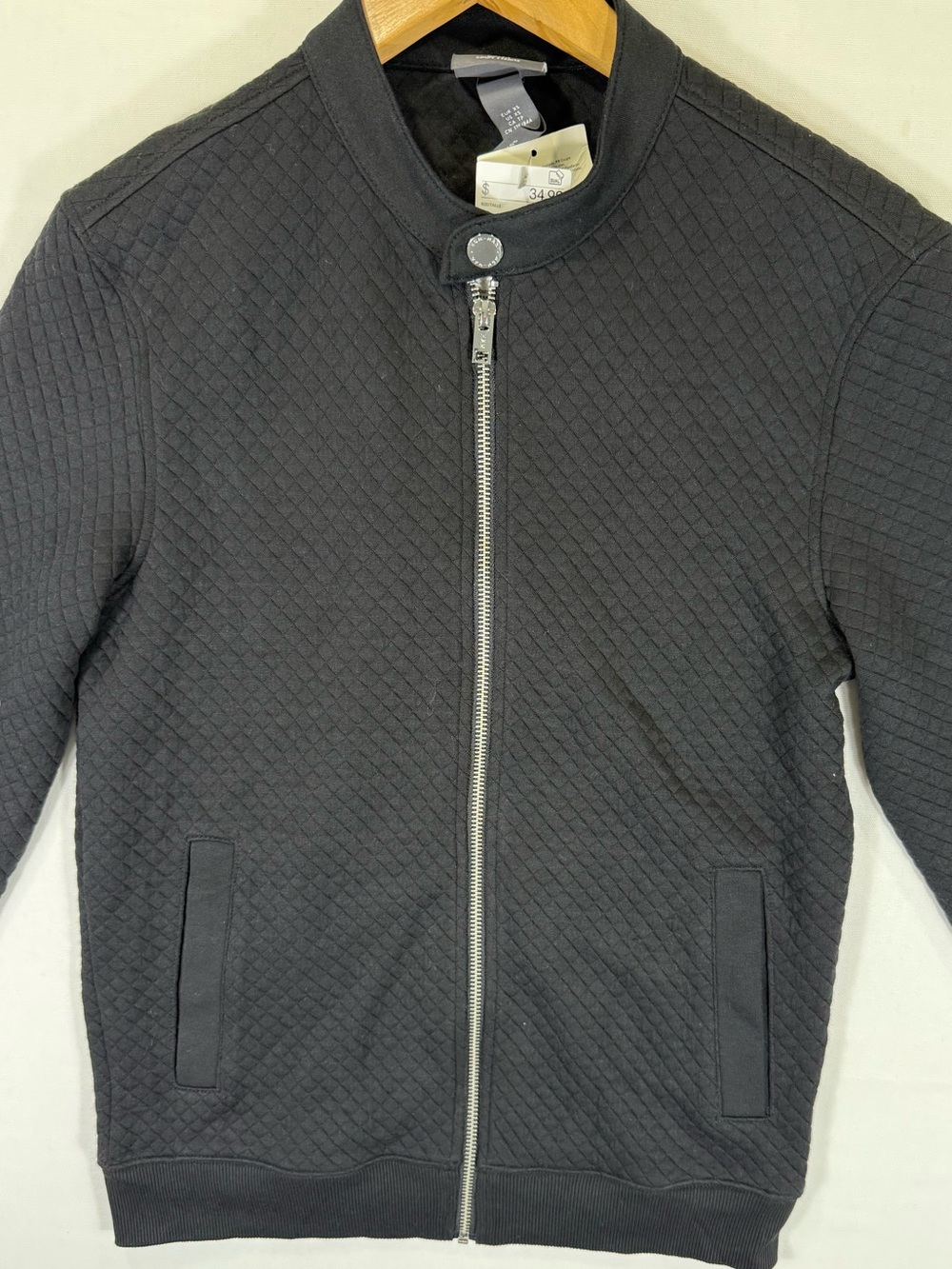 H&M Men's Quilted Zip-Up Sweater Jacket - Black